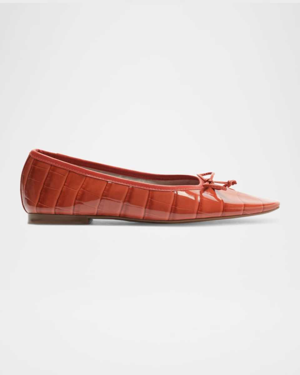 Arissa Croc-Printed Leather Ballet Flats